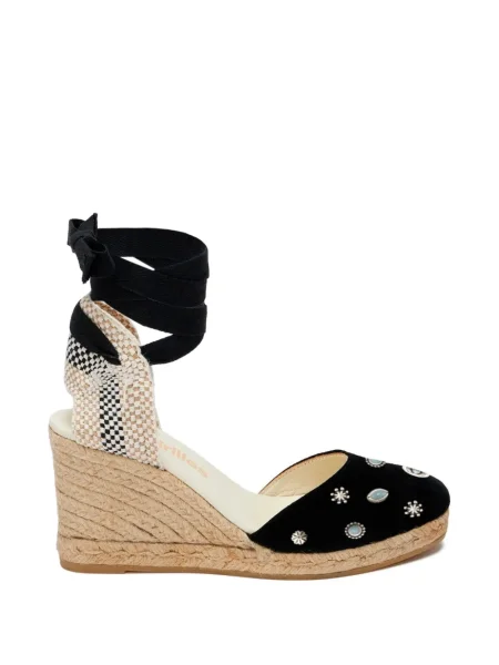 Espadrile Fortela cu pană cu strasuri negru