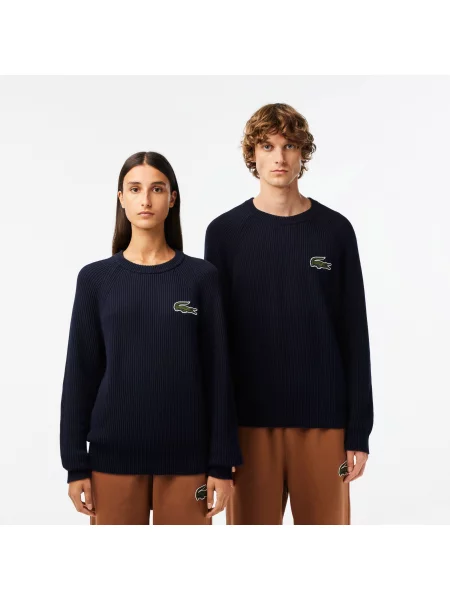 Lacoste Unisex Sweter Z Okrągłym Dekoltem Z Bawełny Organicznej granatowy