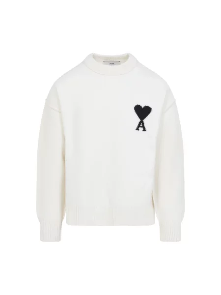Sweter Ami Paris wełniany casual beżowy