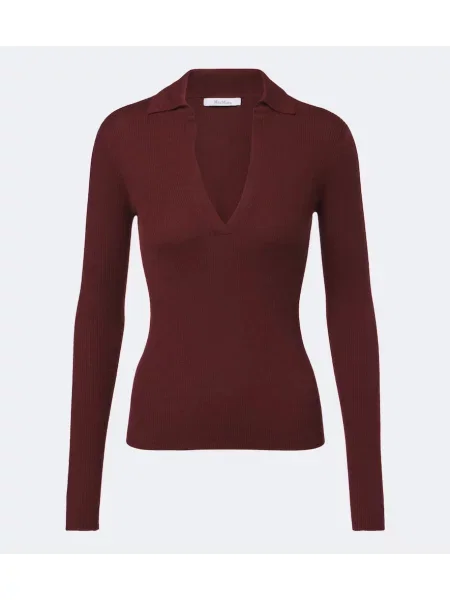 Tricou polo Max Mara din cașmir maro