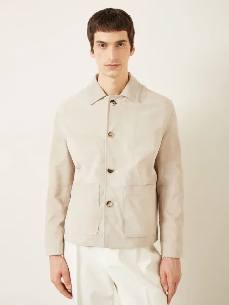 Manzoni 24 Skórzana Kurtka beige beżowa