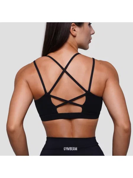 Biustonosz sportowy fitness bez zapięcia FIT czarny