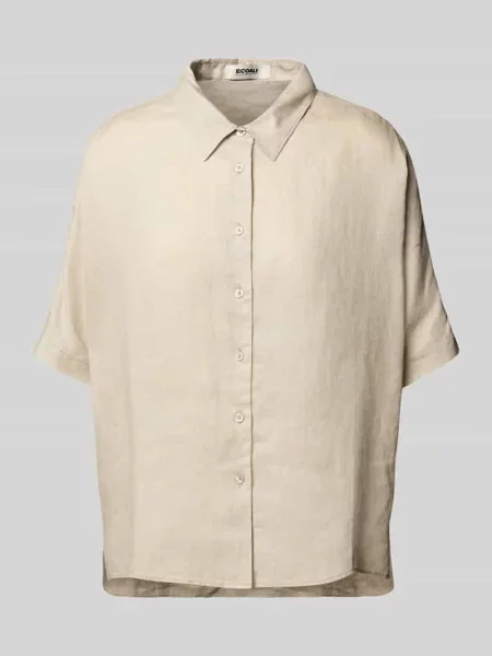 Bluzka koszulowa z listwą guzikową model ‘YERAMELANIAALF’ Ecoalf beżowa