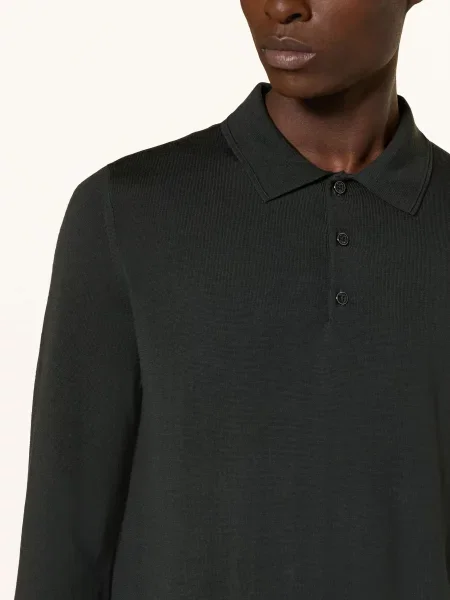 Reiss Pletené Polo Tričko Trafford Z Merino Vlny tmavě zelená