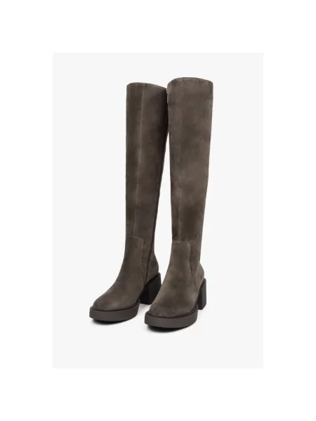 Велюровые сапоги Estro коричневые