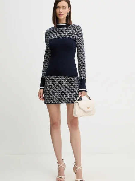 Guess Pulover Bleumarin alb