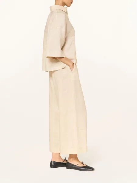 Mm By Max Mara Lněné Kalhoty Canneti krémová