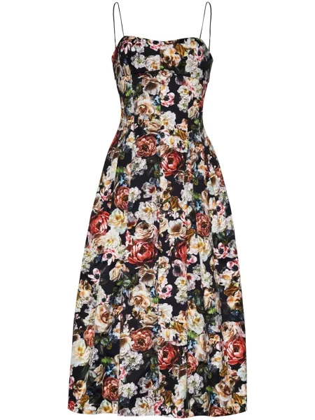 Rochie midi Adam Lippes cu model floral cu imagine negru