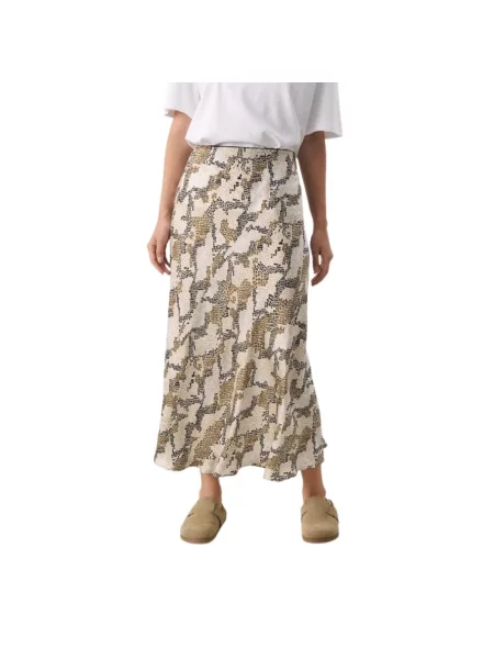 Spódnica skórzana Part Two w wężowy wzór beżowa