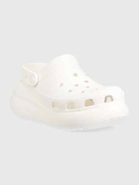 Crocs klapki Classic Crush Clog na platformie biały