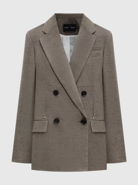 Двобортний меланжевий жакет Hadley з льоном Proenza Schouler коричневий