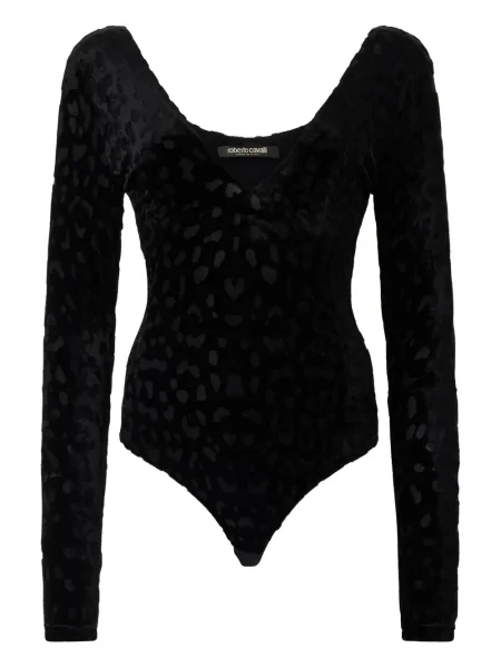 Body Roberto Cavalli de catifea cu imagine negru