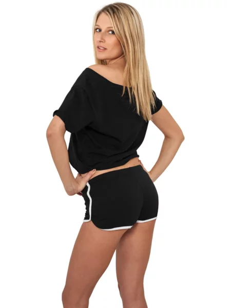 Urban Classics Pantaloni negru alb