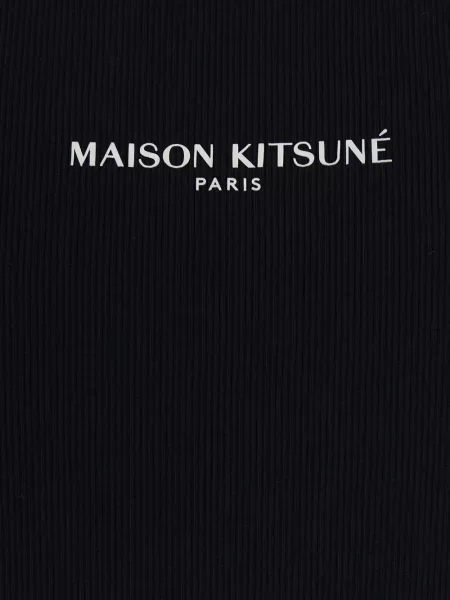 Košile Maison Kitsuné bez rukávů s autogramem černá