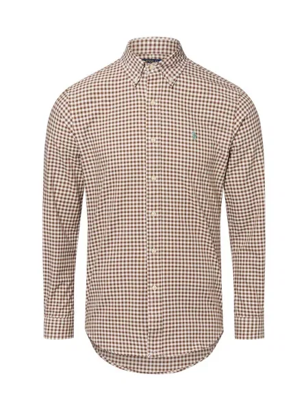 Polo Ralph Lauren Koszula Mężczyźni Regular Fit brązowy|biały w kratkę S biała