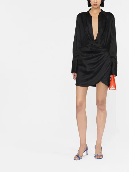Rochie tip cămașă Gauge81 drapată negru