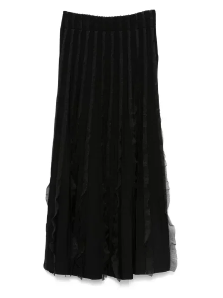 Fustă midi Emporio Armani cu volane negru