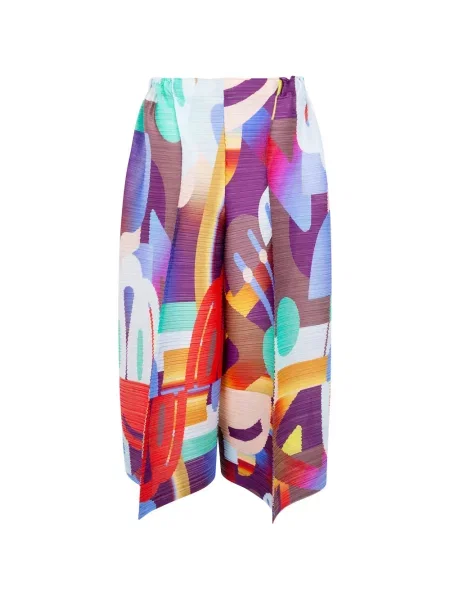 Pantaloni scurți Pleats Please Issey Miyake cu imagine cu imprimeu abstract violet