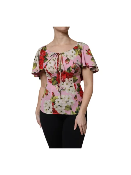 Bluzka Dolce And Gabbana w kwiatki różowa