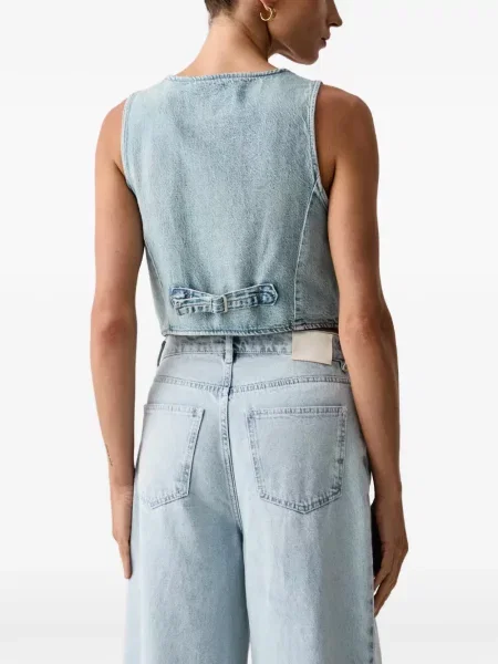 Gulerat vestă denim Levi's® cu decolteu în V de catifea cord albastru