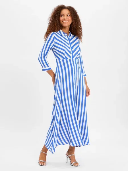 Y.A.S Sukienka YASSavanna Kobiety niebieski|biały w S biała