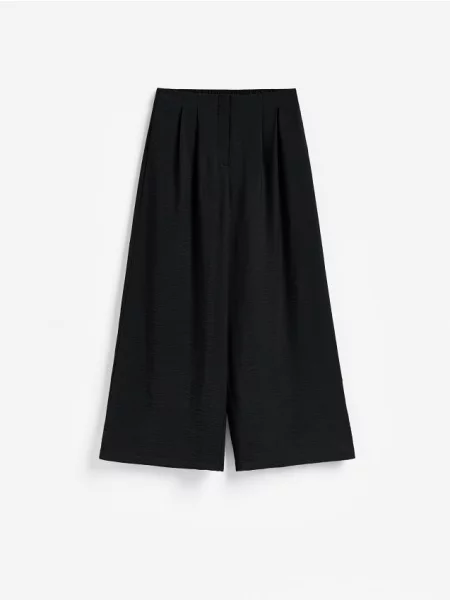 Reserved Pantaloni plisați cu croi larg negru