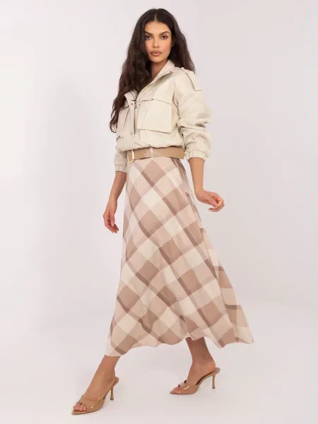 Fustă în carouri Italy Moda în carouri bej