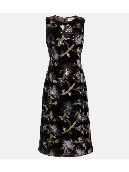 Rochie midi Diane Von Furstenberg cu model floral până la genunchi de costum negru