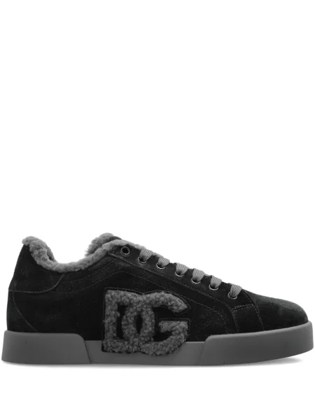 Sneakerși Dolce & Gabbana din piele de căprioară negru
