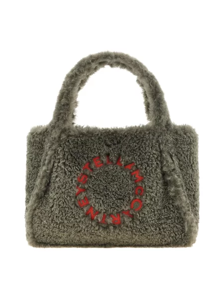 Shopperka Stella Mccartney zamszowa z logo szara