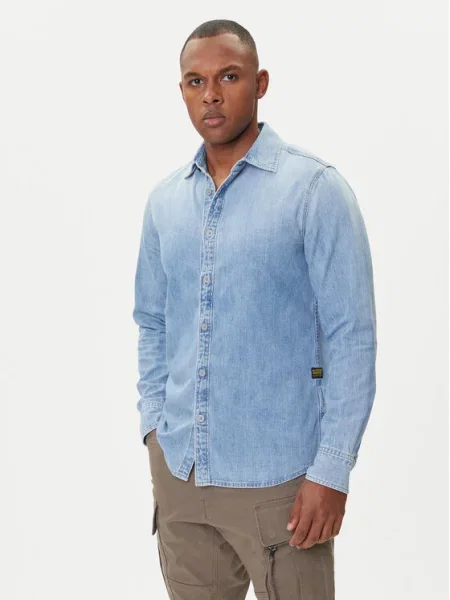 G-Star Raw Джинсова сорочка Блакитний Slim Fit синя