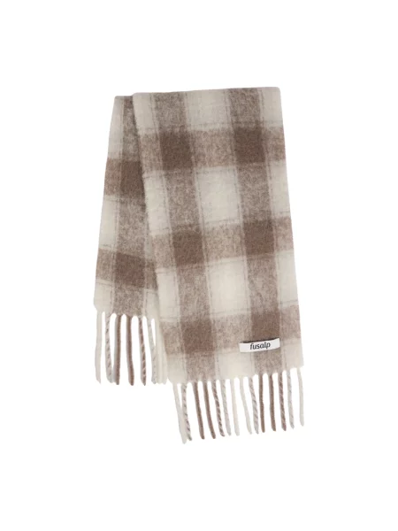 Fusalp szalik z wełną alpaki CHECK SCARF beżowa