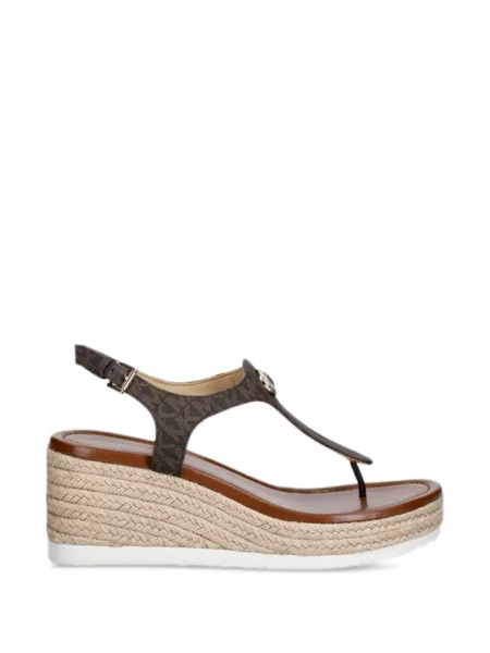 Кожени сандали Michael Michael Kors с катарама на цветя кафяво