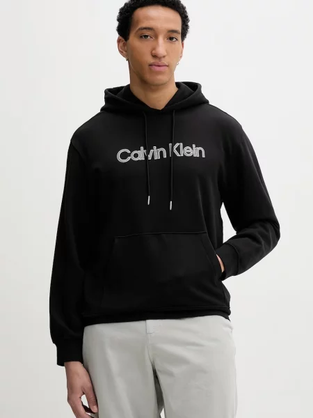 Jachetă cu glugă Calvin Klein cu glugă negru