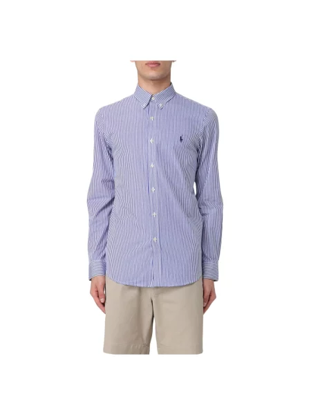 Koszula Polo Ralph Lauren w paski z paskiem popelinowa niebieska