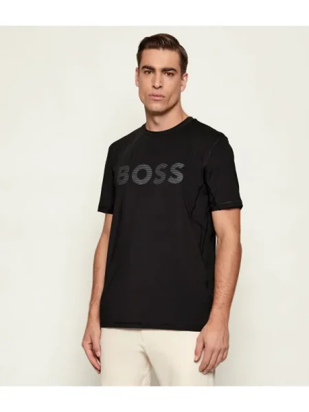 BOSS GREEN Tricou Tee Active | stretch negru