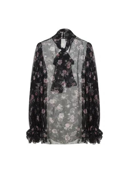Bluzka Dolce And Gabbana retro szyfonowa czarna