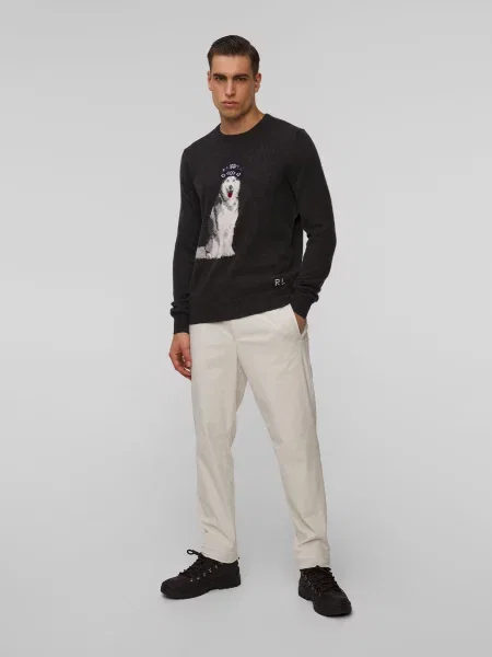Granatowy Sweter Kaszmirowy Polo Ralph Lauren szary
