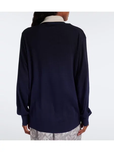 Tricou polo Acne Studios de lână albastru