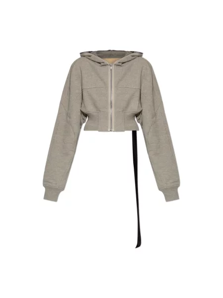 Krótka bluza z kapturem Rick Owens z kapturem szara