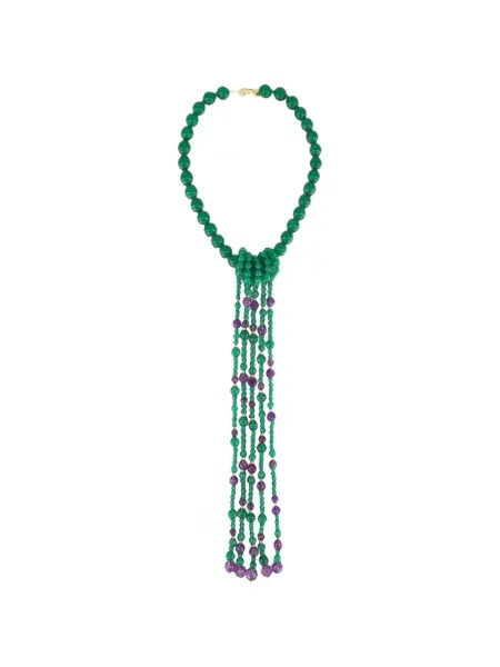 Colier Le Sundial cu franjuri verde