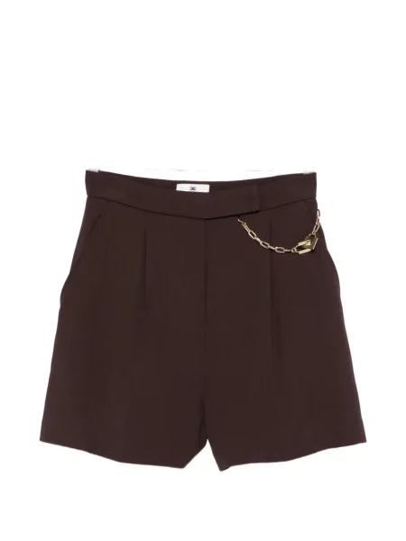 Pantaloni scurți Elisabetta Franchi plisate maro