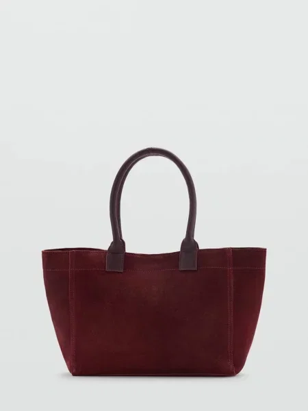 Torba typu tote ze skóry zamszowej burgund Teen uniwersalny MANGO TEEN