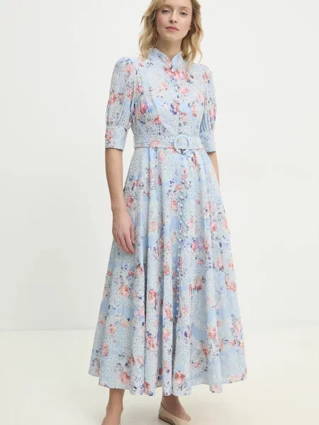 Answear Lab rochie maxi evazati albastru