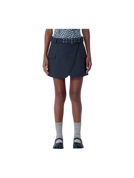 GANNI spódnica Stretch Stripe Tailoring mini prosta szary