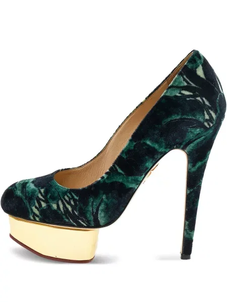 Pantofi cu toc Charlotte Olympia cu model floral cu platformă cu imagine verde