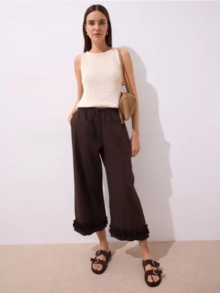 Mohito Culotte kelnės tamsiai ruda