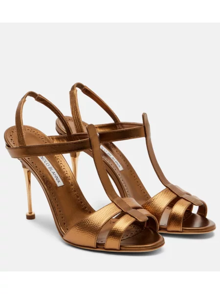 Sandale Manolo Blahnik din piele slingback maro