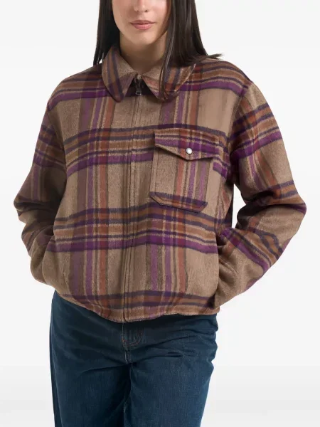 Geacă Woolrich în carouri maro