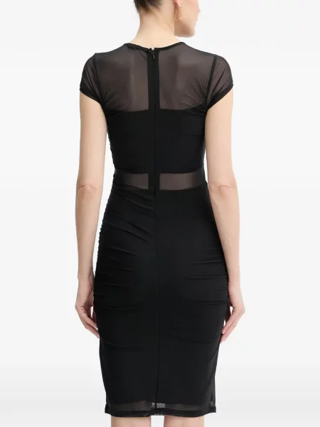 Rochie midi Guess cu volane plasă negru